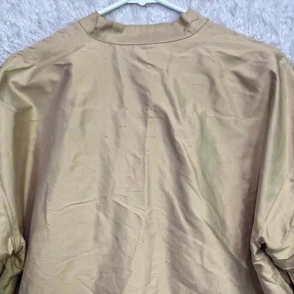 100% Silk Embroidered Button Up Shirt Jacket Stand Collar Sz M Floral Beaded - Picture 11 of 14